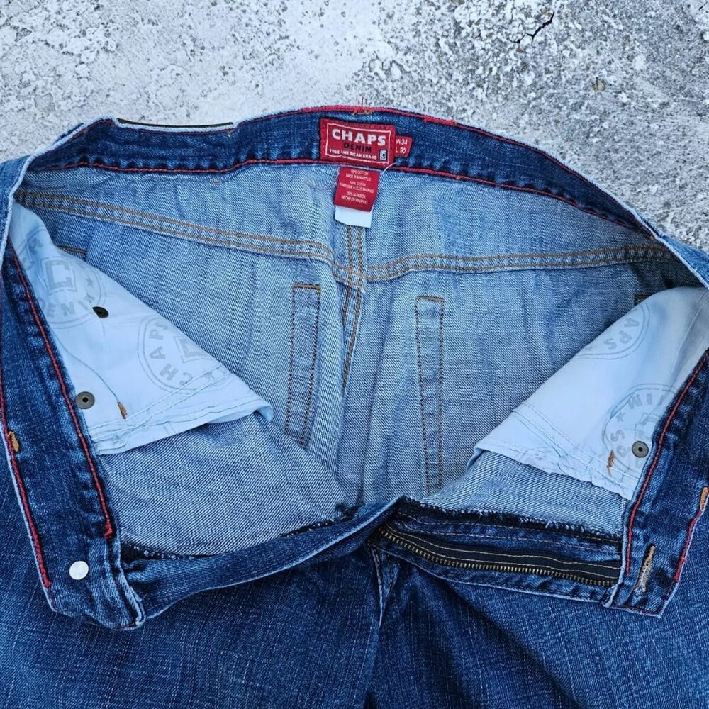 Chaps Men Jeans Denim Straight Wide Leg Cotton Jeans Size W34 L30 - Picture 7 of 9